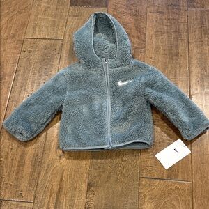 Nike Plush Hooded Jacket in Blue Gray